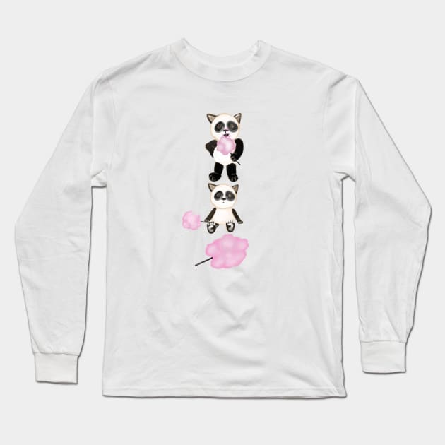 Cotton Candy Panda Long Sleeve T-Shirt by cheriedirksen